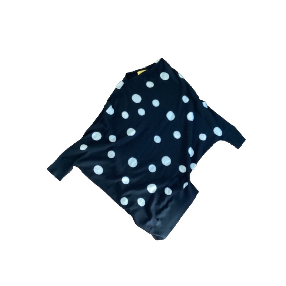 St. John Black And White Polka Dot Wool Sweater Dolman Sleeves Asymmetric Sz S